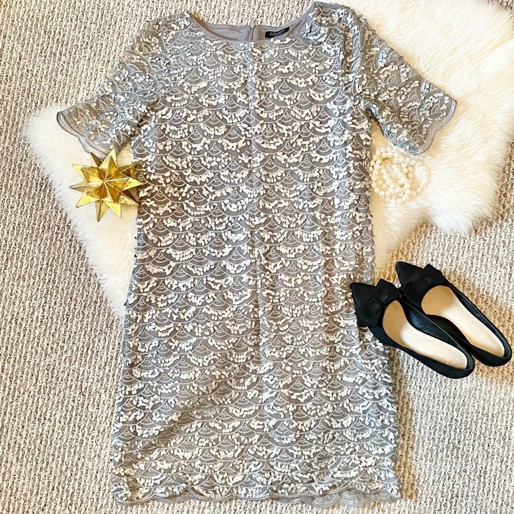 YESSICA DRESSES Brand Sequin Dress Scalloped Edges Women’s Size EU 42